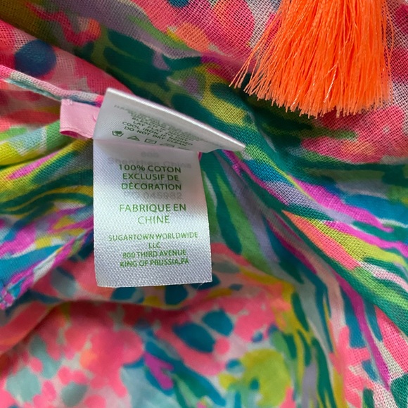 🎉HP🎉NWOT Lilly Pulitzer Cotton Wrap Scarf Fan Sea Pants Resort Cruise 52”x80 - Picture 7 of 11